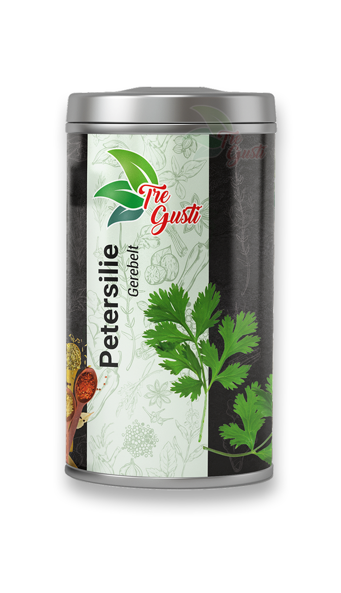Petersilie ist eine vielseitig einsetzbare Gewürzpflanze. Mit den gefiederten Blättern lassen sich Salate, Soßen, Suppen und eingelegtes Gemüse würzen. Besonders gut passt Petersilie zu Fischgerichten und Fischsoßen sowie Gewürzgurken